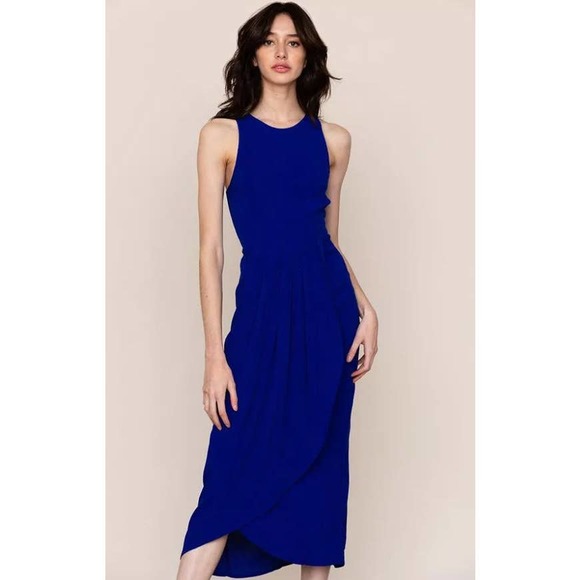 YUMI KIM So Social Tulip-Hem Racerback Midi Dress Dress Ink Size XS - Picture 2 of 11